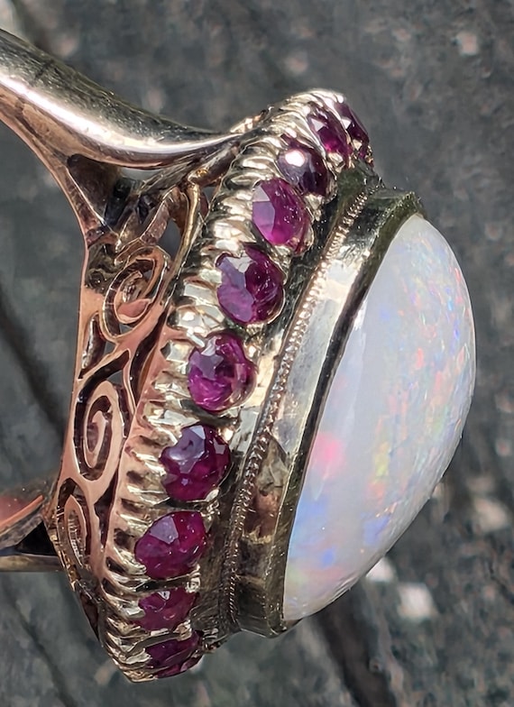 Vintage opal and ruby ring 14k - image 4