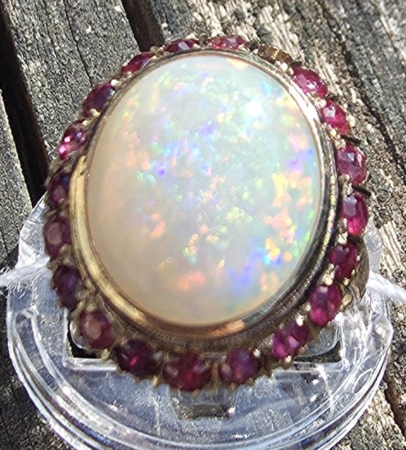Vintage opal and ruby ring 14k - image 7
