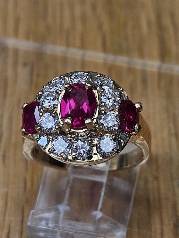Custom natural Ruby and diamond ring - image 2