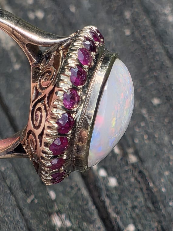Vintage opal and ruby ring 14k - image 6