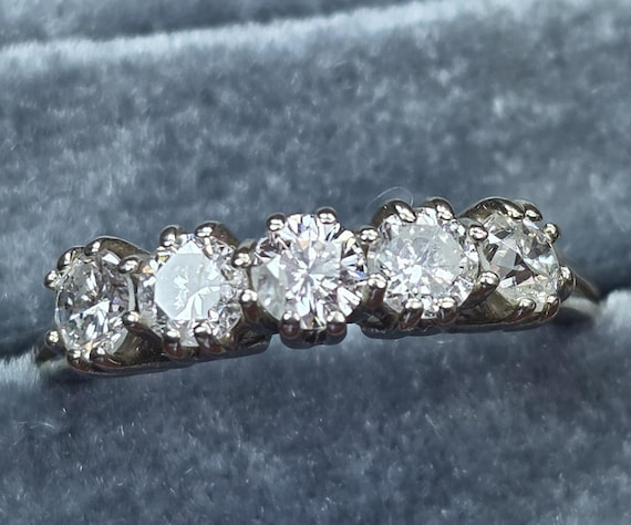Vintage white gold diamond band ring.