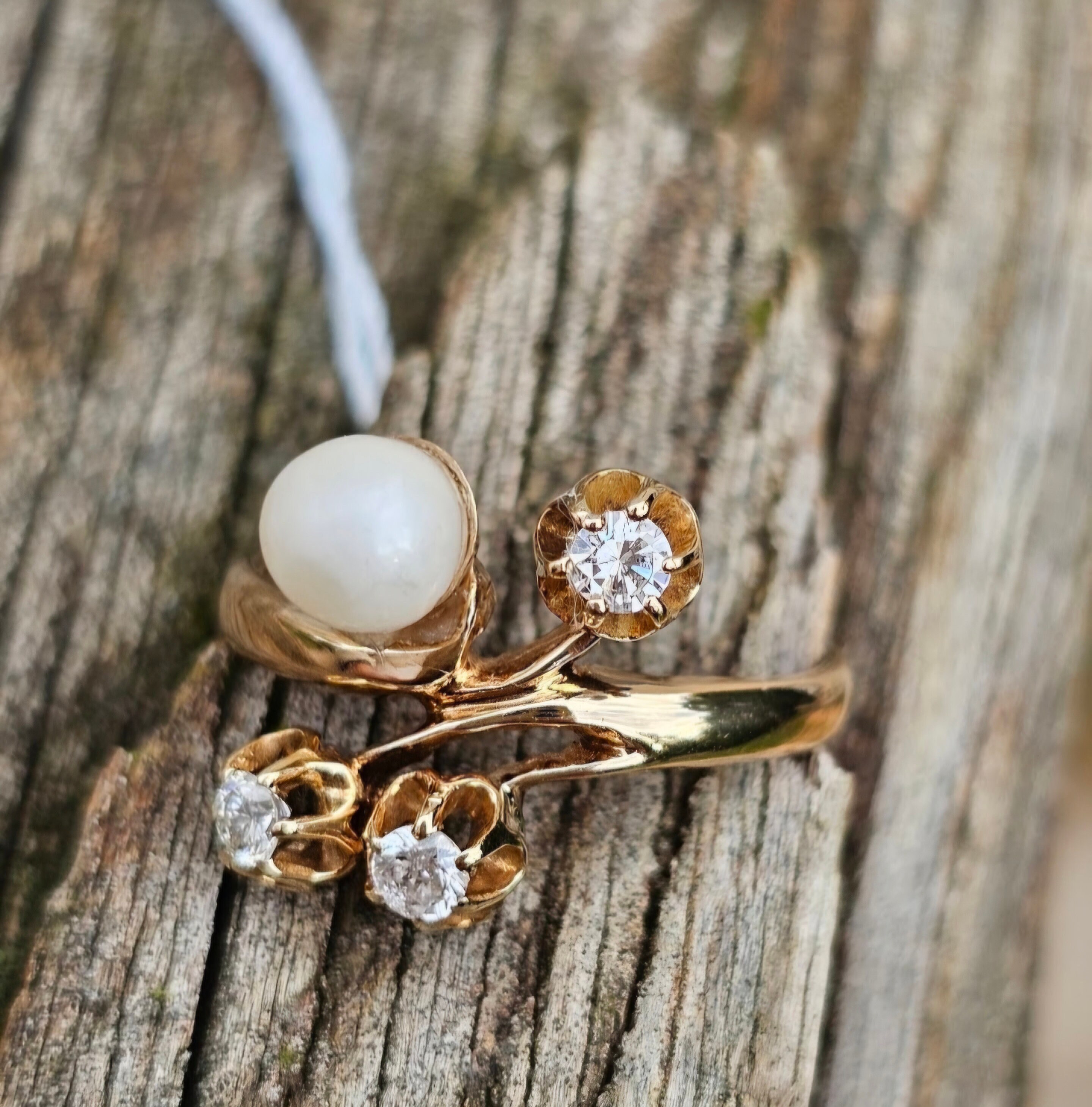 ヴィンテージパール＆ダイヤモンドリング - Etsy 日本