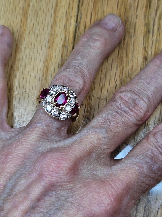 Custom natural Ruby and diamond ring - image 5