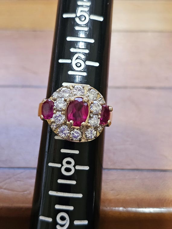 Custom natural Ruby and diamond ring - image 6