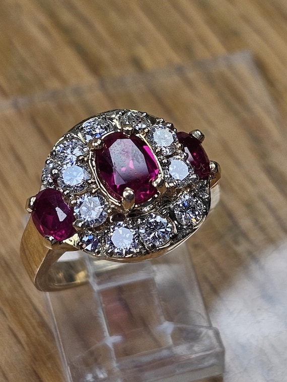 Custom natural Ruby and diamond ring - image 1