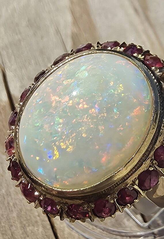 Vintage opal and ruby ring 14k - image 8