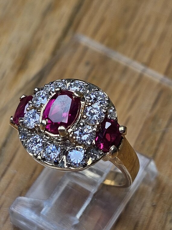 Custom natural Ruby and diamond ring - image 3