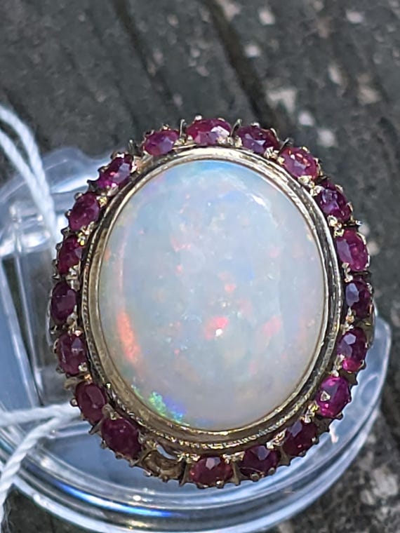 Vintage opal and ruby ring 14k - image 3