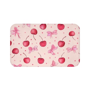 Cherry Blossom Bath mat, Cute Bathroom Decor, Moisture-Absorbent Mat, Valentine Day Gift, Cozy Home Essentials