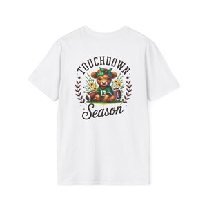 Touchdown Season Football T-Shirt  Game Day Tee in Green & White, Perfect for Fans, Fun Sports Gift for Him or Her, Game Day Ready Apparel