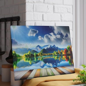 Nature-Inspired Glass Cutting Board, Kitchen Decor, Gift for Home Cook, Eco-Friendly, Mountain Landscape