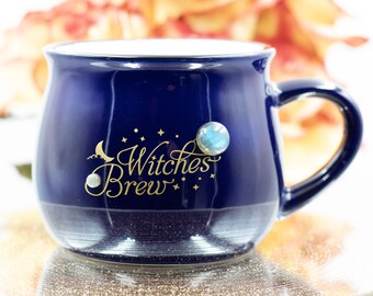 Witches Brew Crystal Cauldron Tea and Coffee Mug, Cosmic Witch’s Brew, Moon Lover, Tea Lover, Coffee Lover, Gifts for Witches, Ceramic Mug