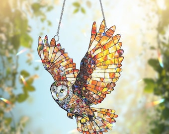 Owl Suncatcher, Owl Window Hanging, Owl Ornament, Owl Lover Gift, Bird Home Decor, Bird Lover Gift, Bird Suncatcher, Owl Art Decor