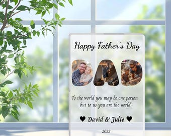 Personalized Father's Day Gift For Dad, Custom Photo Dad And Kids Action Figure Acrylic Block, Best Dad Ever Block Plaque, Gift For Husband