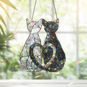 Atrapasueños de gato personalizado, regalo para amantes de los gatos, regalo para mamás de gatos para la decoración del hogar, decoración de gato adorable, adorno de gato, atrapasueños de gato, decoración de gato adorable imagen 15