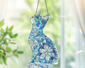 Vintage Joan Baker Designs Hand Painted Tiffany Cats Stained