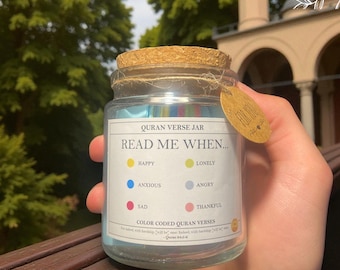 Frasco con versículos del Corán, recordatorios islámicos, regalo para amistad, boda, graduación, musulmán, Eid, Nikkah, frasco de versículos, frasco islámico, hecho a mano