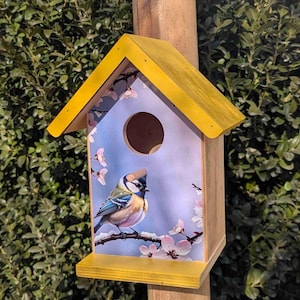 Handmade Wooden Birdhouse - Rustic Vintage Unique Outdoor Bird House for Garden, Patio & Yard Decor - Weatherproof Nesting Box for Birds
