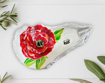 Hand painted Oyster Shell Ring Dish