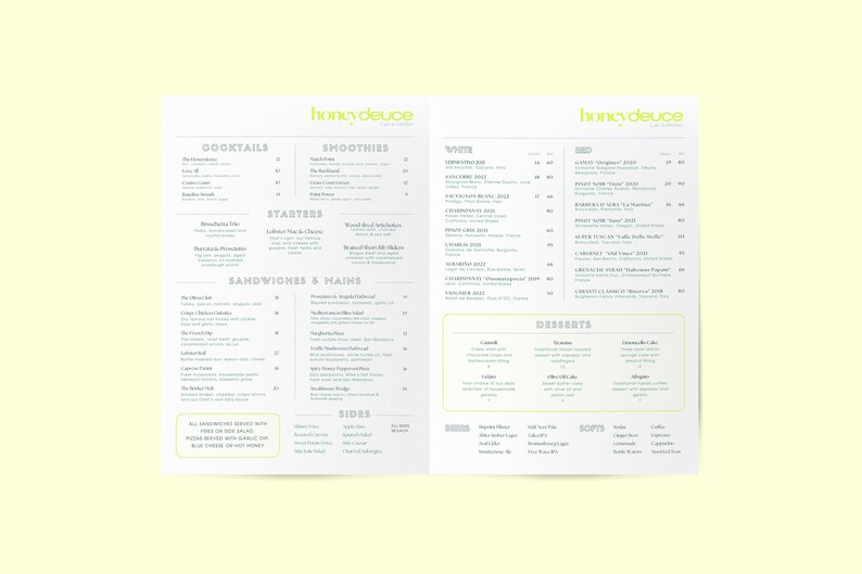 Two Column Menu Two Page Restaurant Menu Template for Canva - Etsy