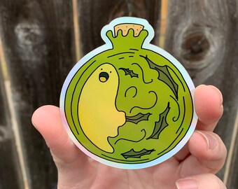 Holographic spirit ball sticker inspired by Summer Camp Island