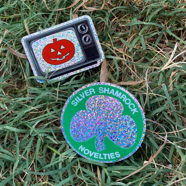 A sparkly Halloween 3 Silver Shamrock season of the witch sticker pack!