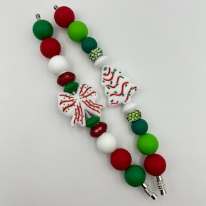 Christmas Tree Cake Themed Beaded Tumbler Handle Charm