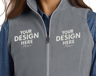 Bestickte Fleece-Weste, fügen Sie Ihr Design oder Logo hinzu, Arbeitsweste mit personalisiertem Text, Oberbekleidung für Firmenuniform, Reißverschlussjacke für Mitarbeiter