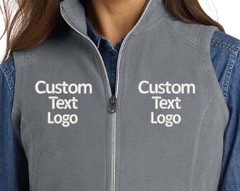 Bestickte Fleece-Weste mit benutzerdefiniertem Logo, Arbeitskleidungs-Weste mit personalisiertem Text, Firmenuniform-Oberbekleidung, Marken-Zip-Up-Jacke