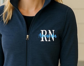 Personalized RN Fleece Jacket: Embroidered Digi Stripe, Custom Workwear