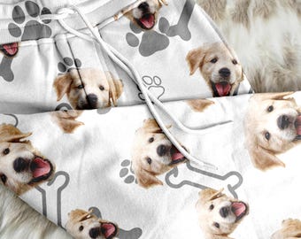 Personalized Photo Pajama Pants for Men Women Kids, Custom Picture PJ Bottoms, Family Face Pajamas, Cat Dog Pet Face Pants, Birthday Gift