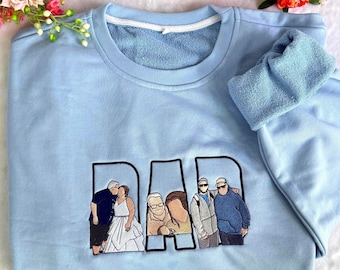 Besticktes Vintage Dad Sweatshirt, Personalisiertes Foto Sweatshirt, Vatertagsgeschenk