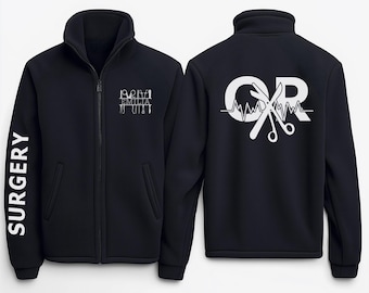 Personalized Surgery Fleece Jacket, Custom OR Scrub Jacket, Medical Gift for Surgeon