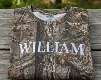 Personalized Camo T-Shirt, Custom Name Hunting Shirt, Camouflage Tee