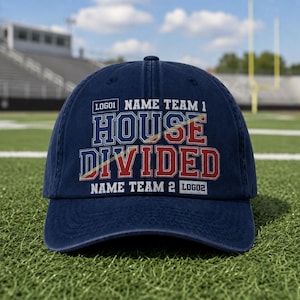 Custom Printed House Divided Cap, Two Teams Split Sports Logo Hat