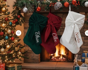 Personalized Velvet Christmas Stocking, Family Holiday Decor