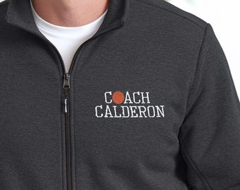 Personalized Basketball Coach Jacket, Embroidered Team Name, Custom Sports Gift