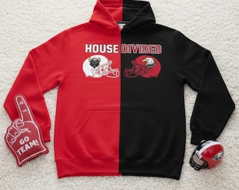 Personalized Two Football Team Hoodie, House Divided Shirt, Split Team Design