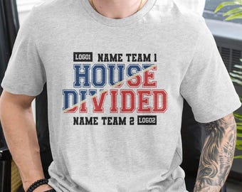 Custom House Divided T-Shirt, Personalized Team Shirt, Sports Fan Gift
