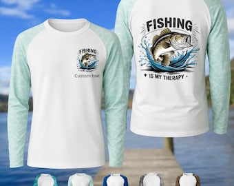 Fishing Raglan Shirt, Bass Long Sleeve T-Shirt, Custom Text Gift