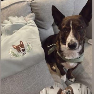 Custom Pet Embroidered Sweatshirt Personalized Pet Face and Pet name Sweatshirt Embroidered hoodie| Custom gift Christmas Dog Lover Gifts