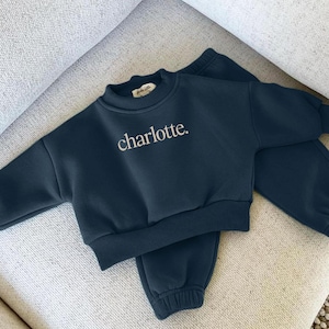 Survêtement bébé avec prénom personnalisé, survêtement brodé, tenue prénom pour tout-petit, survêtement à monogramme, ensemble assorti pour enfants