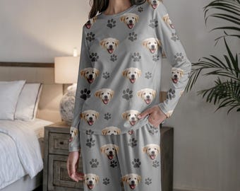 Set pigiama personalizzato con la faccia del tuo animale domestico, pigiama personalizzato per tutta la famiglia, regalo per l'anniversario del cane