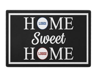 Personalized House Divided Home Sweet Home Doormat, Custom Sport Logos Doormat College Football Hockey  Basketball Baseball Doormat,