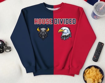Personalized Two Team Split Sweatshirt, House Divided Hoodie, Football Gift