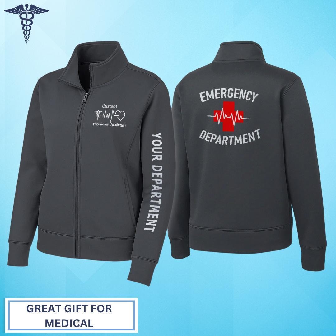 Personalized Embroidery Emergency Nurse Dry Fit Jacket for Men Women,custom  Department Nurse Full Zip Jacket,cna LPN BSN Jacket Sport Jacket