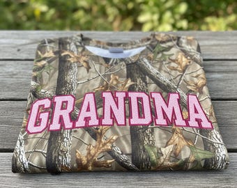 Grandma Camo Sweatshirt, Pink Glitter, Hunting Gift