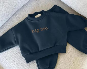Big Bro Outfit, Toddler Sweatshirt and Jogger Set, Matching Sibling Set