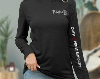 Camiseta de manga larga para cirugía ortopédica para médicos, enfermeros y estudiantes de medicina ortopédicos / Camiseta unisex con diseño de electrocardiograma óseo / Regalo para cirujanos ortopédicos