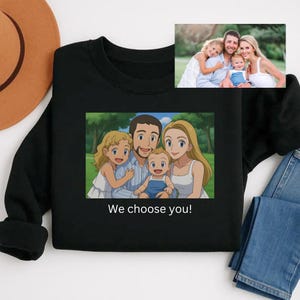Personalized Father's Day Anime Sweatshirt, Fathers Day Gift From Kids, Game Dad Gift, Custom Photo Trading Anime Shirt, Gamer Husband Gifts